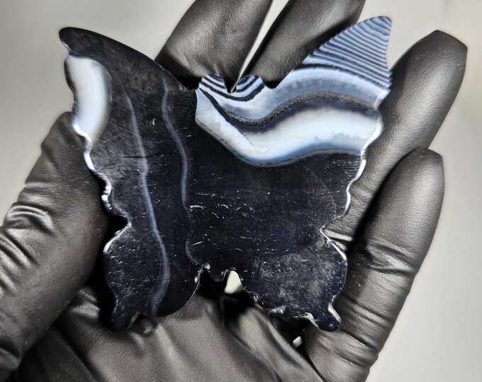 Black Agate Butterfly Carving