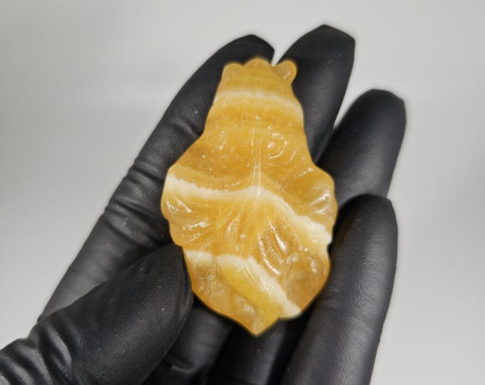 1.9"  Orange Calcite Goldfish Carving
