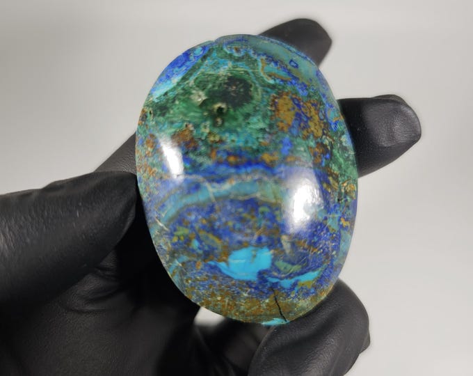 Azurite with Malachite Palm Stone