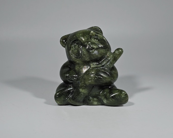 1.7" Green Jade Panda Bear Carving