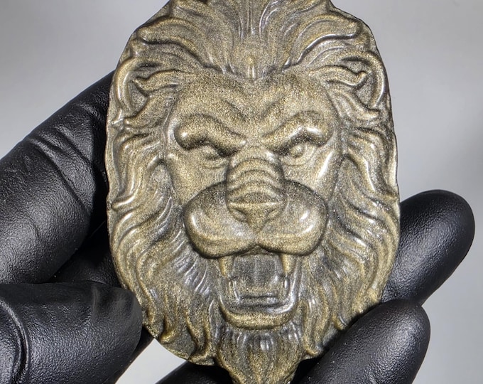 Golden Obsidian Lion Carving