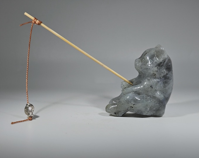 Labradorite Fishing Cat Carving