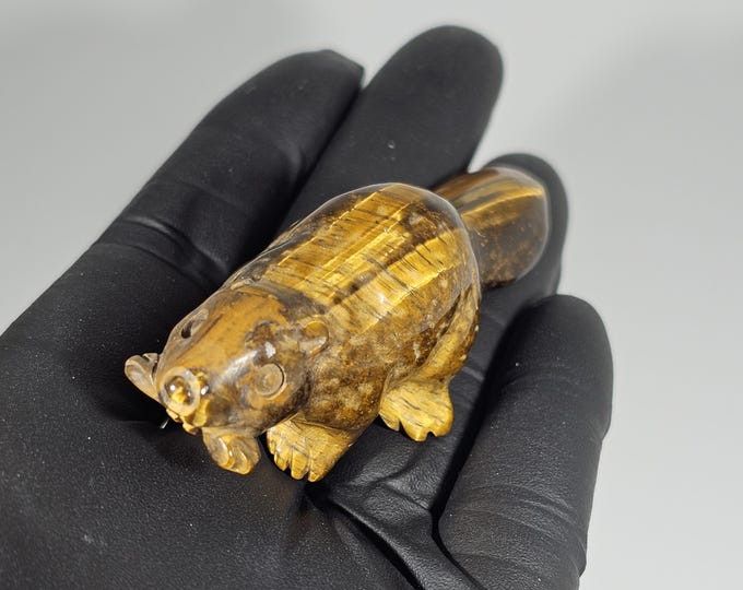 Tigerseye Beaver Carving 2.7" long
