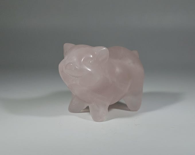 Rose Quartz Pig Carving