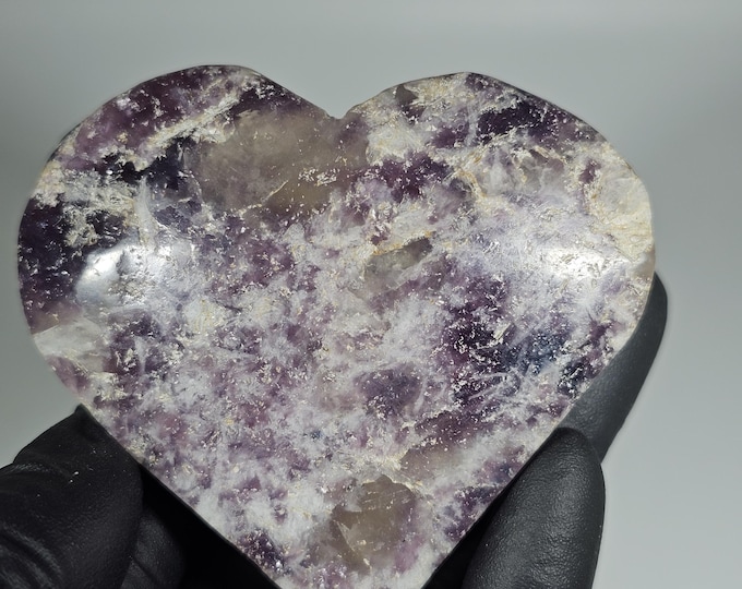 Unicorn Stone Heart Carving Lepidolite Smoky Quartz Pink Tourmaline Mix *Imperfect