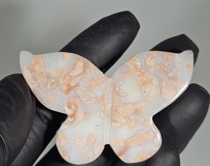 Cotton Candy Agate Butterfly Carving Pink Agate