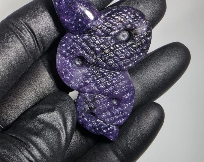 Lepidolite Snake Carving