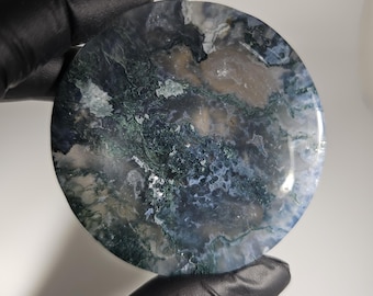 Moss Agate Bowl Sphere Holder