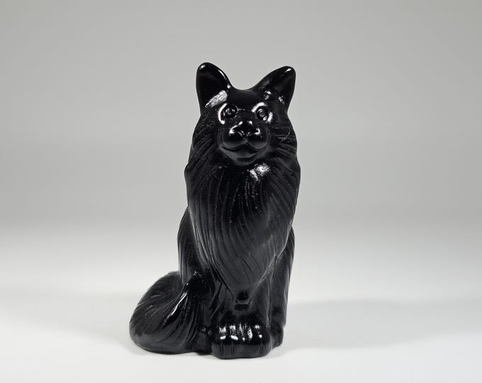 Obsidian Cat Carving