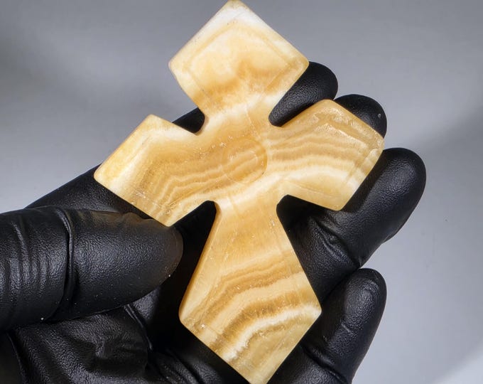 Orange Calcite Cross Carving