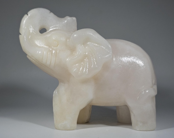 Pink Jade Elephant Carving