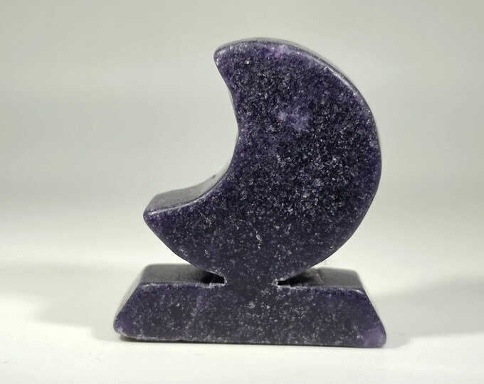 Lepidolite Moon Carving