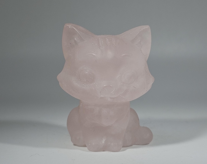 Rose Quartz Cat Carving