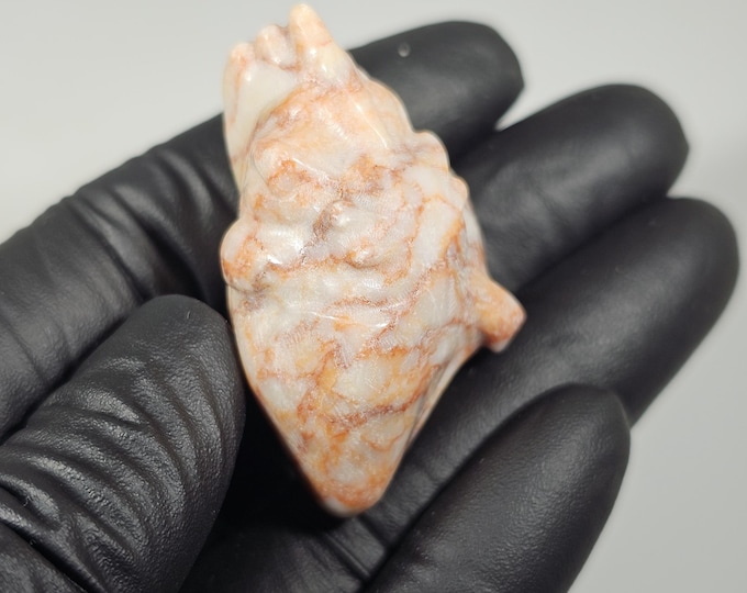 Red Vein Jasper Human Heart Carving