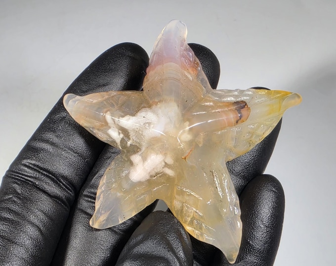 Flower Agate Starfish Carving