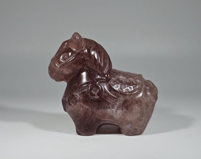 Strawberry Quartz Horse Carving *Imperfect