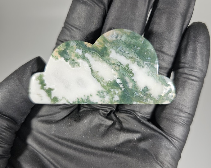 Small Moss Agate Cloud Carving