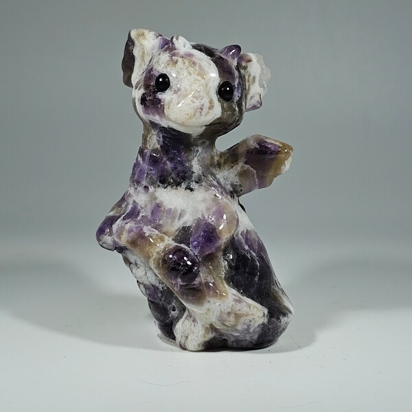 Adorable 2.4" Tall Amethyst Dragon Carving