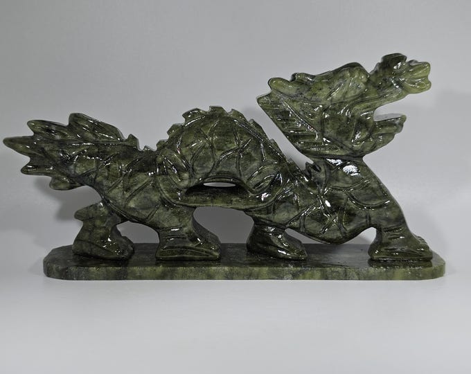 Jade Dragon Carving 7.1" Long