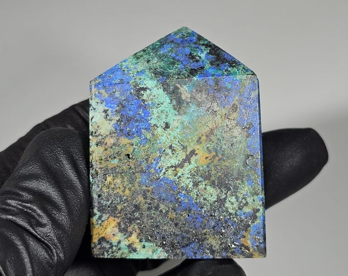 Azurite with Malachite Tower