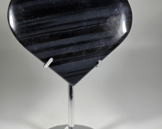 Midnight Lace Obsidian Heart with Stand