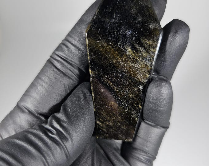 2.3" Golden Obsidian Tombstone Carving