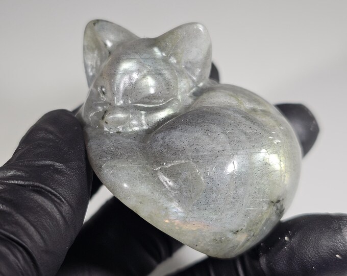 Labradorite Cat Carving