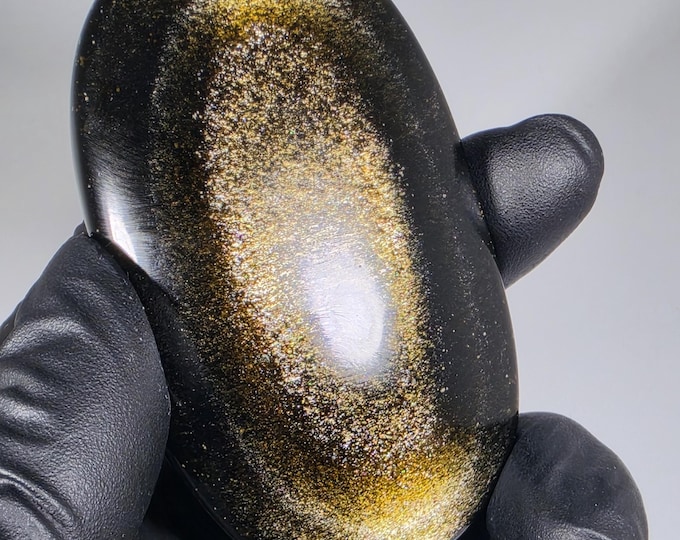 Golden Obsidian Palm Stone