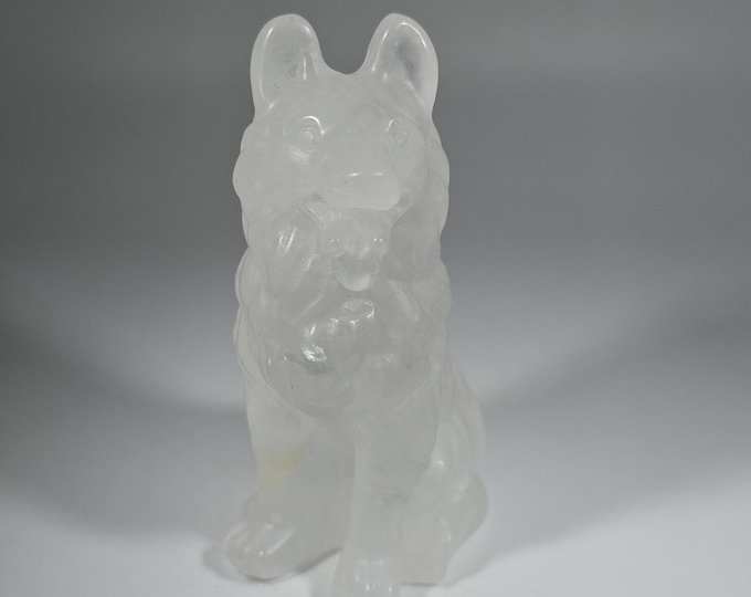 Clear Quartz Dog Carving 3.1"
