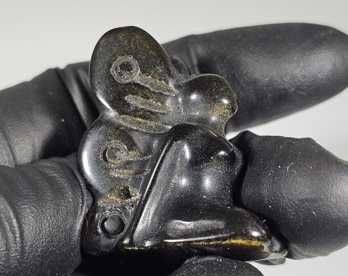 Mini Golden Obsidian Fairy Carving