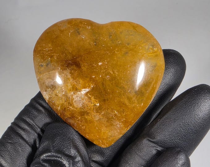 Golden Healer Heart Palm Stone 1.4"