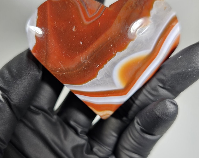 Banded Carnelian Heart Palm Stone