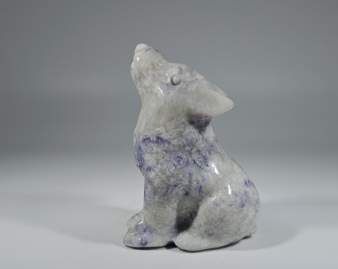 Purple Opal Wolf Carving