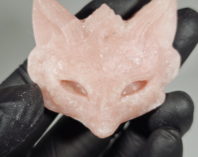 Pink Opal Fox Head Carving