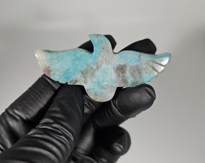 Smoky Amazonite Eagle Carving