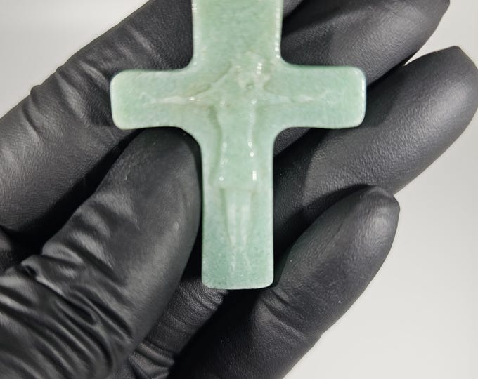 Green Aventurine Cross Carving