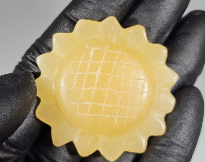 Orange Calcite Sunflower Carving