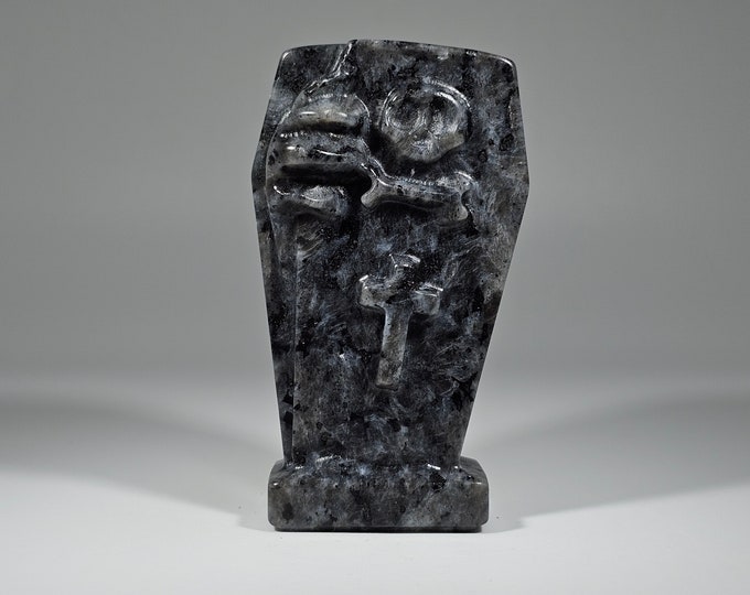 2.8" Larvikite Tombstone Carving