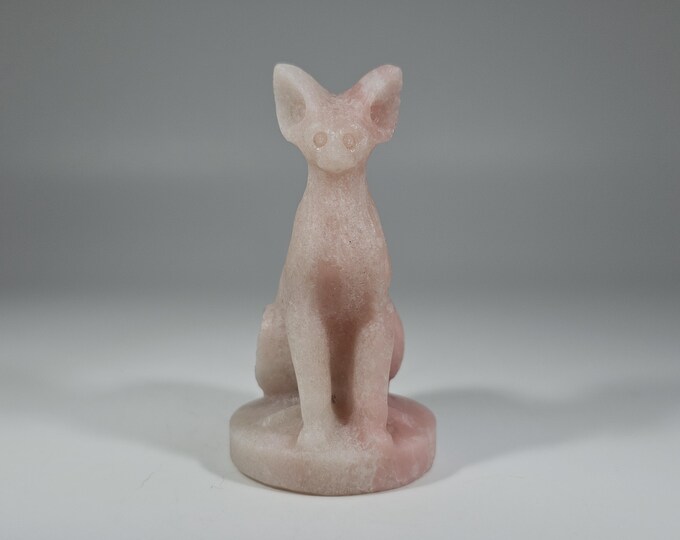 Pink Opal Cat Carving