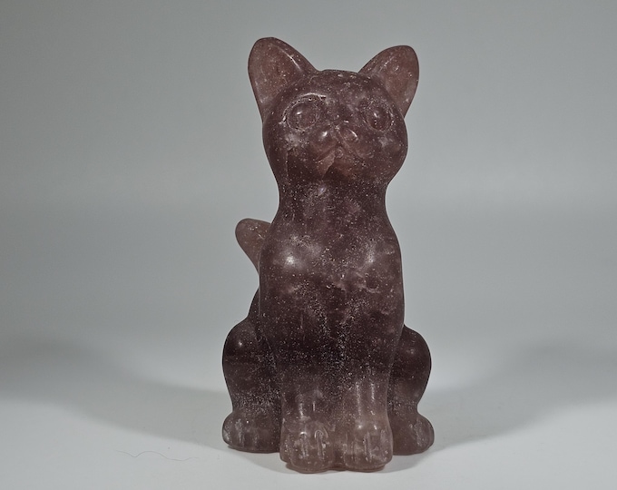 Strawberry Quartz Cat Carving