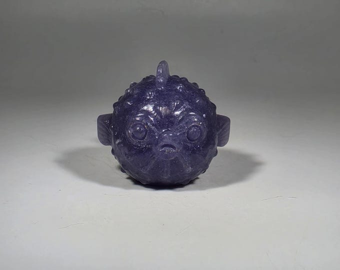 Lepidolite Puffer Fish Carving 1"