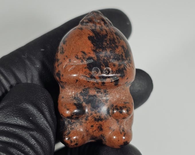 Mini Mahogany Obsidian Dinosaur Carving