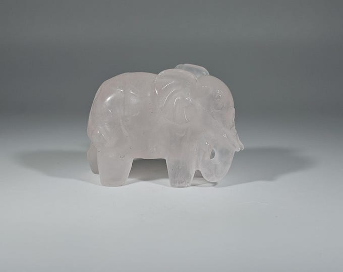 Rose Quartz Elephant Carving