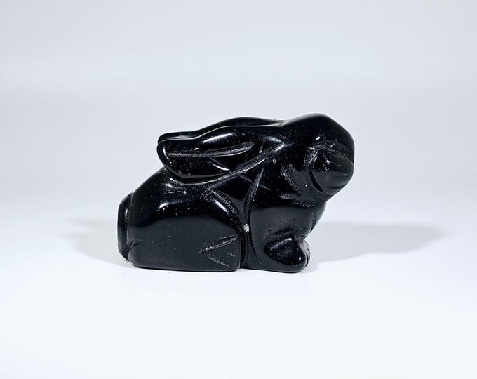 Obsidian Rabbit Carving Bunny