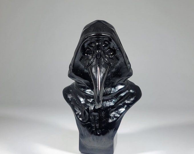 3.2" Obsidian Plague Doctor Carving