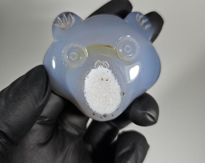 Druzy Agate Bear Head Carving