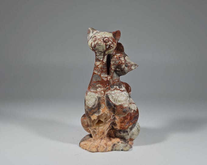 Money Agate Love Cats Carving