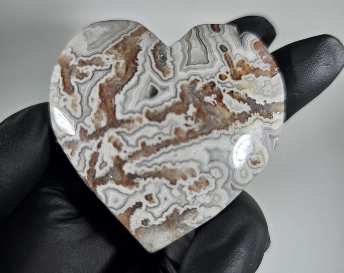 Mexican Crazy Lace Agate Heart Palm Stone