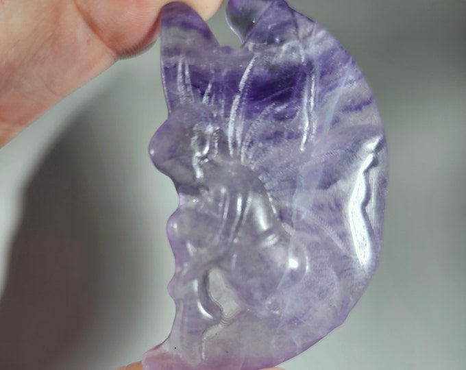 2.2" Fluorite Fairy on Moon Carving