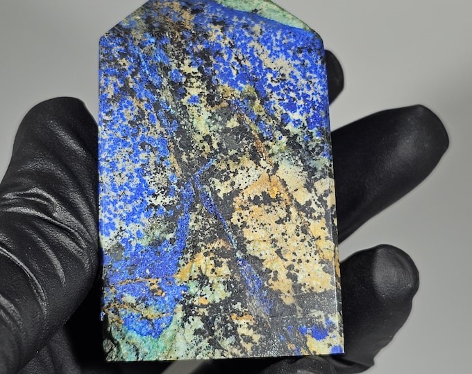 Azurite with Malachite Tower